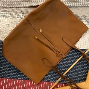 RLL Chestnut Brown Italian Leather Tote Bag